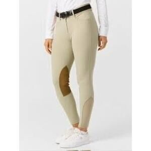 OVATION Show Tan Suede Faux Suede Knee Patch Hunter Dynamic Breeches Pants sz 12